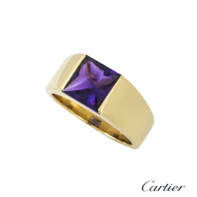Cartier 18k Yellow Gold Amethyst Tank Ring